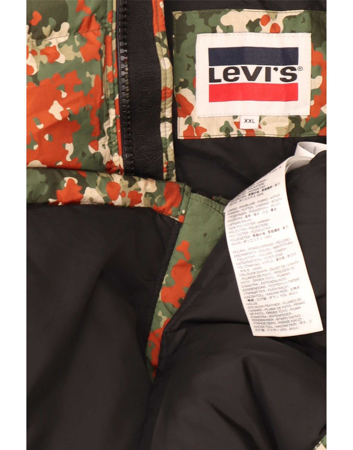 Levi's Mens Padded Jacket UK 44 2XL Multicoloured Camouflage Polyester