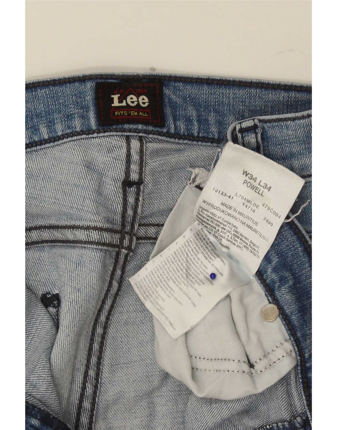Lee Mens Powell Slim Jeans W34 L34 Blue Cotton