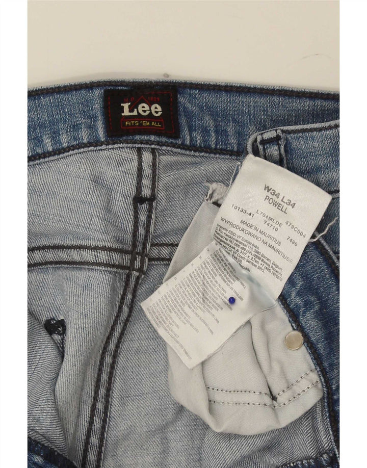 Lee Mens Powell Slim Jeans W34 L34 Blue Cotton
