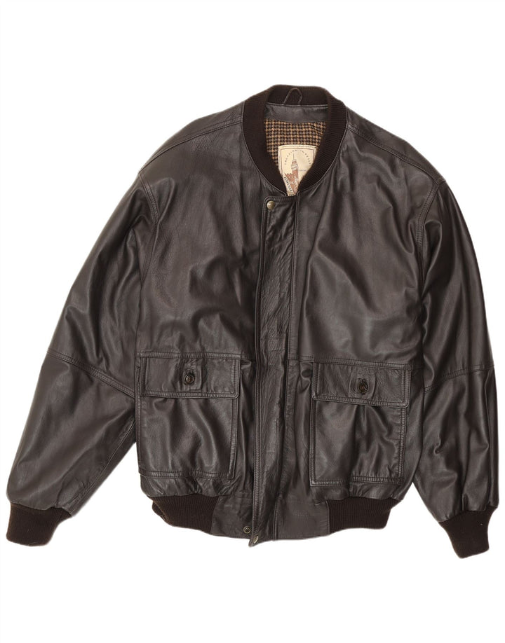 Vintage Mens Leather Jacket UK 40 Large Brown Leather