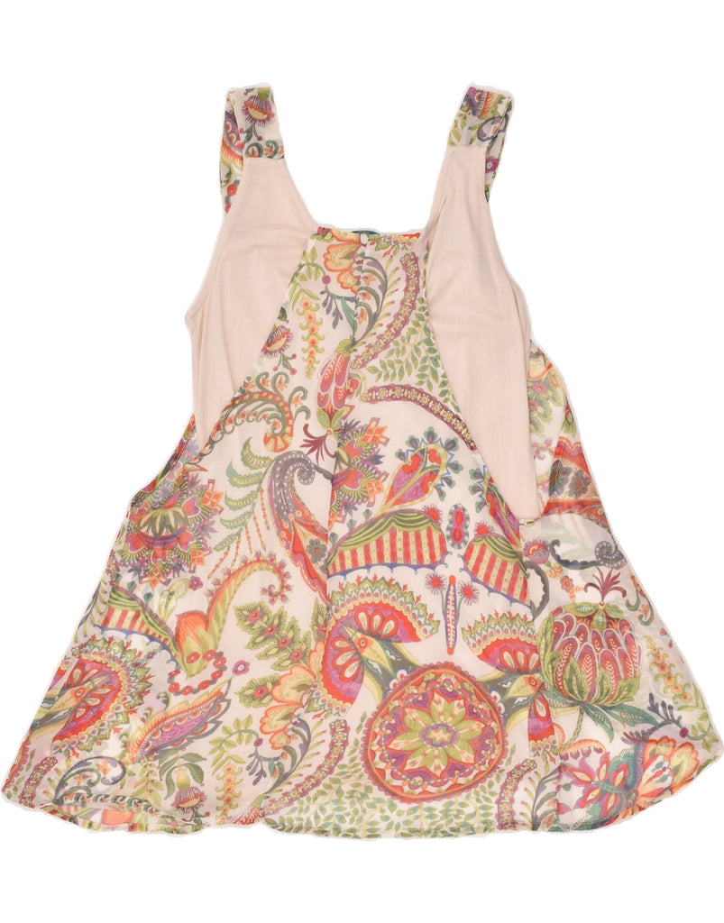 DESIGUAL Womens Sleeveless Blouse Top UK 8 Small Beige Floral Polyester | Vintage Desigual | Thrift | Second-Hand Desigual | Used Clothing | Messina Hembry 