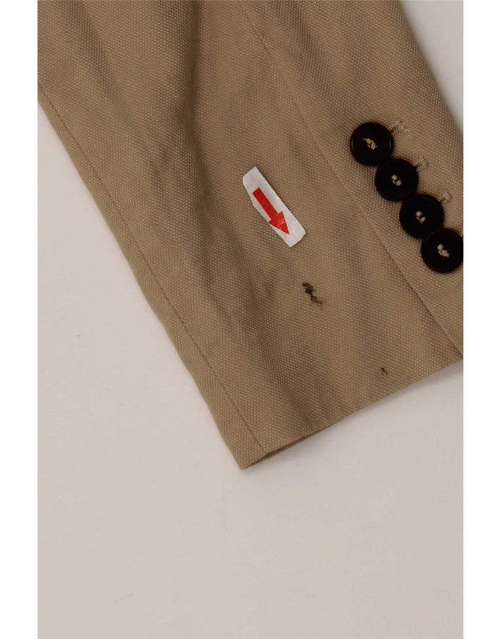 Zara Womens 1 Button Blazer Jacket UK 6 XS Beige Lyocell