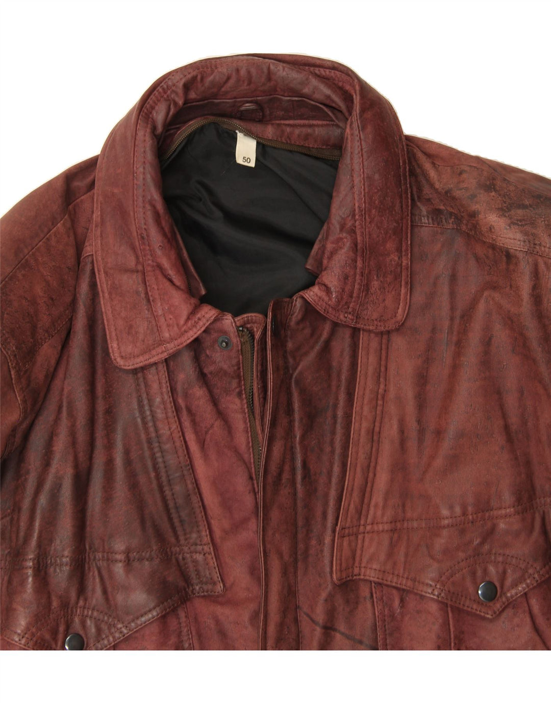 VINTAGE Mens Leather Jacket IT 50 Large Brown Leather