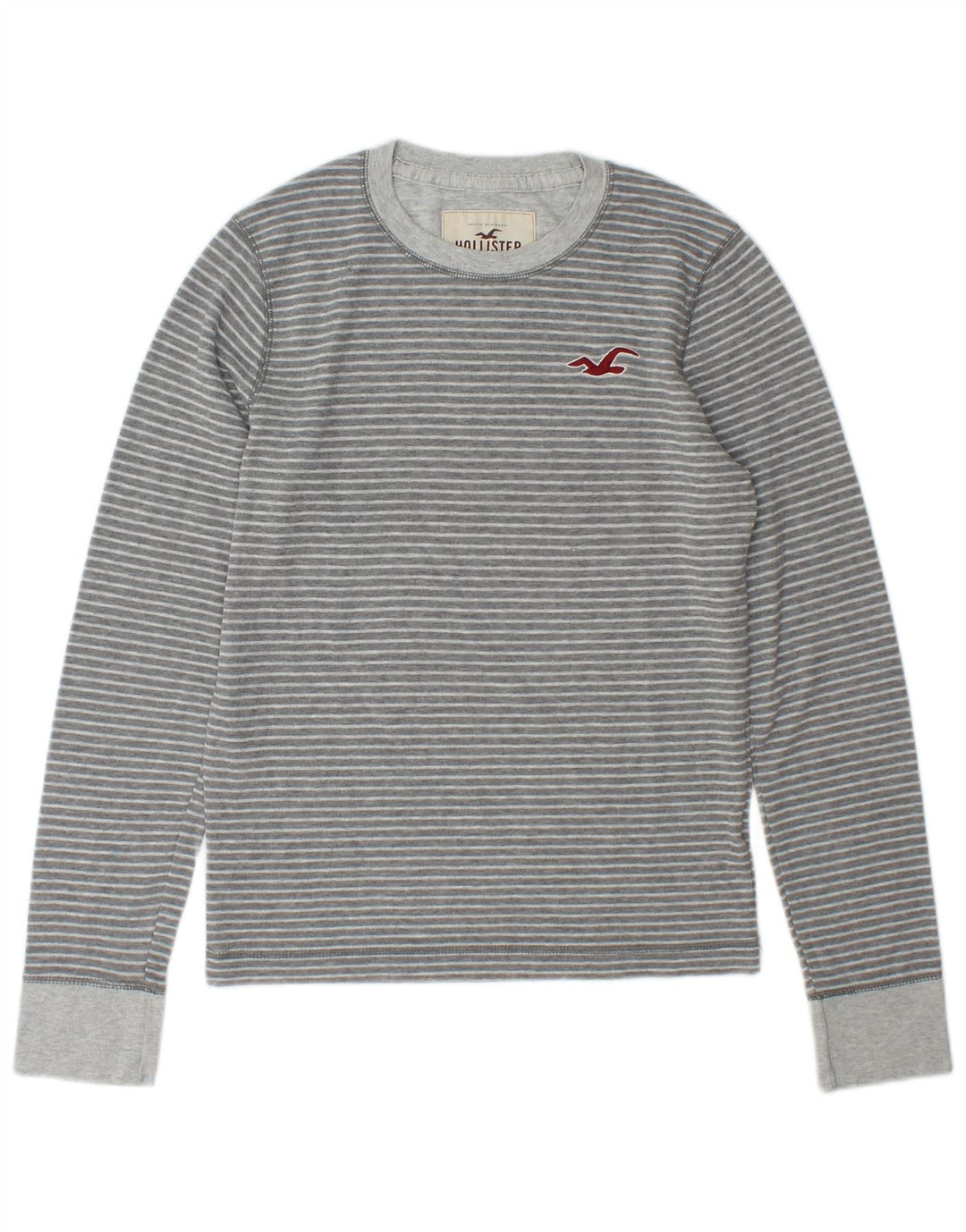 Hollister Mens Top Long Sleeve Small Grey Striped