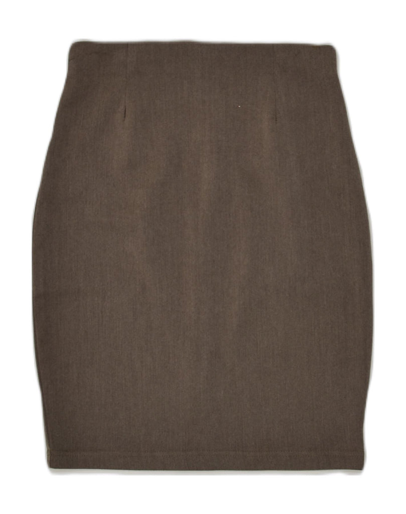 VINTAGE Womens Pencil Skirt UK 14 Large Brown Viscose | Vintage Vintage | Thrift | Second-Hand Vintage | Used Clothing | Messina Hembry 