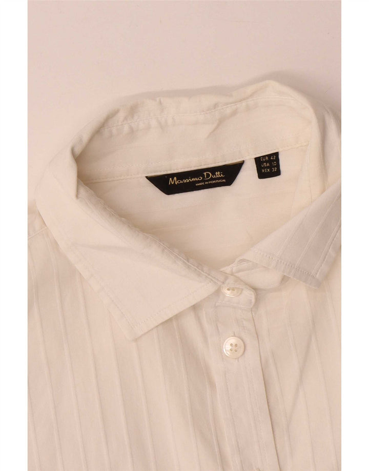 Massimo Dutti Womens Shirt EU 42 Large White Striped Cotton