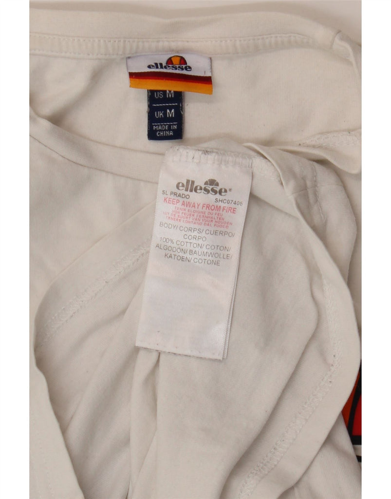 ELLESSE Mens Graphic T-Shirt Top Medium White Cotton Vintage Ellesse and Second-Hand Ellesse from Messina Hembry 