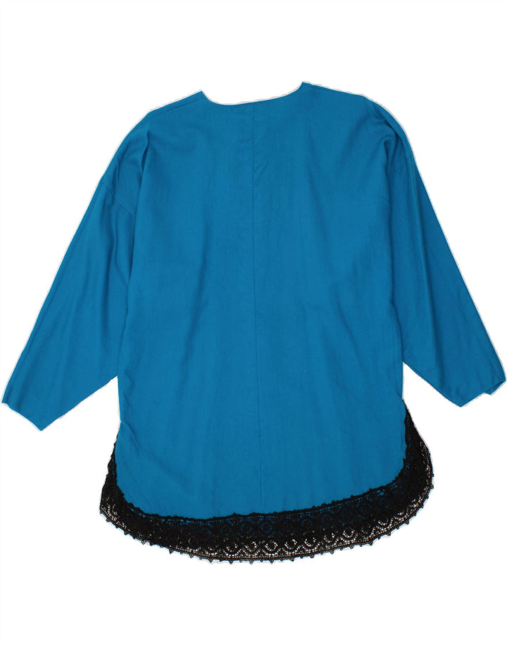VINTAGE Womens Long Sleeve Blouse Top UK 16 Large Blue Vintage Vintage and Second-Hand Vintage from Messina Hembry 