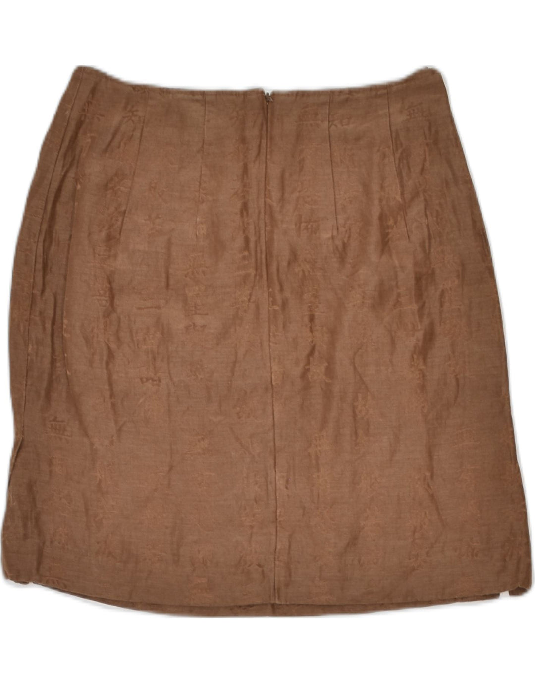 VINTAGE Womens Straight Skirt EU 36 Small Brown Geometric Silk | Vintage | Thrift | Second-Hand | Used Clothing | Messina Hembry 