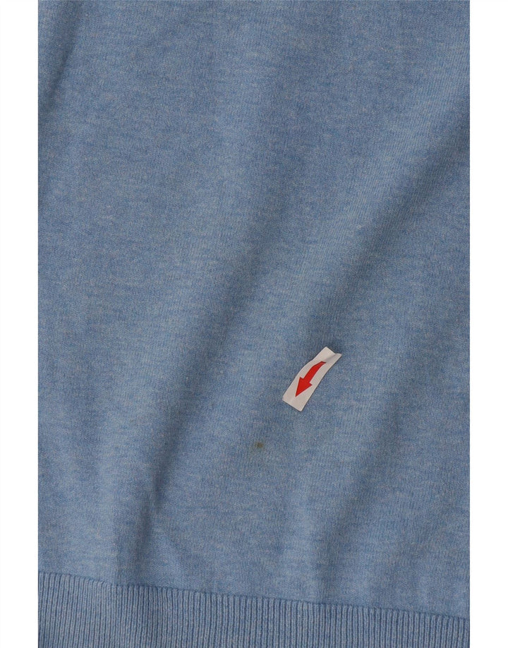 Marks & Spencer Mens Short Sleeve Polo Neck Jumper Sweater Medium Blue