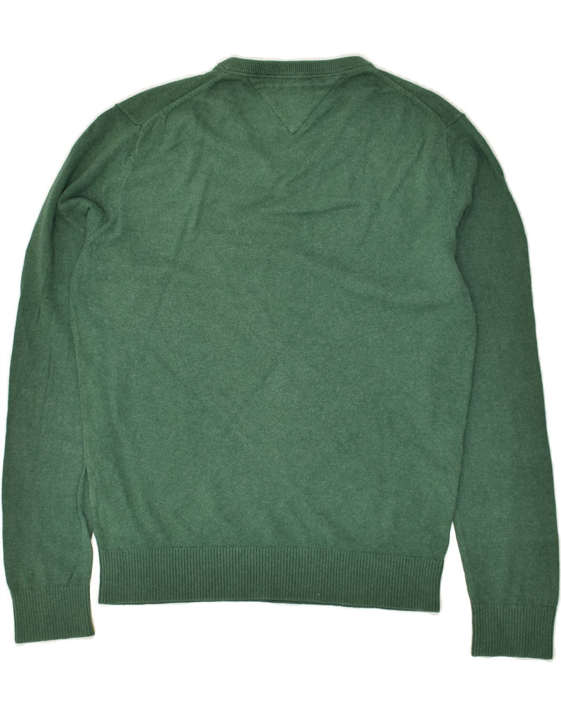 TOMMY HILFIGER Mens V-Neck Jumper Sweater Small Green Cotton | Vintage Tommy Hilfiger | Thrift | Second-Hand Tommy Hilfiger | Used Clothing | Messina Hembry 