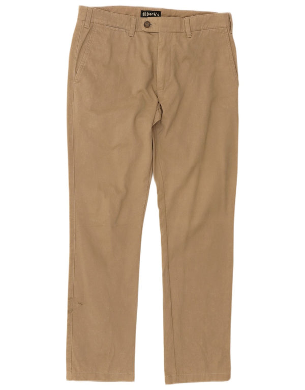 Dack's Mens Slim Chino Trousers IT 50 Large W34 L30 Beige Cotton