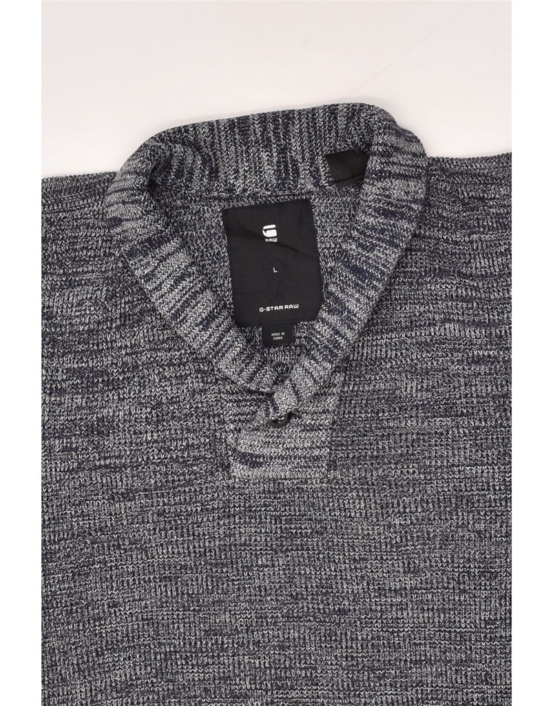 G-STAR Mens Shawl Neck Jumper Sweater Large Navy Blue Flecked Cotton | Vintage G-Star | Thrift | Second-Hand G-Star | Used Clothing | Messina Hembry 