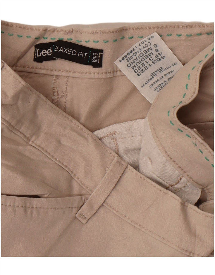 Lee Womens Relaxed Fit Casual Trousers US 8 Medium W30 L30 Beige Cotton