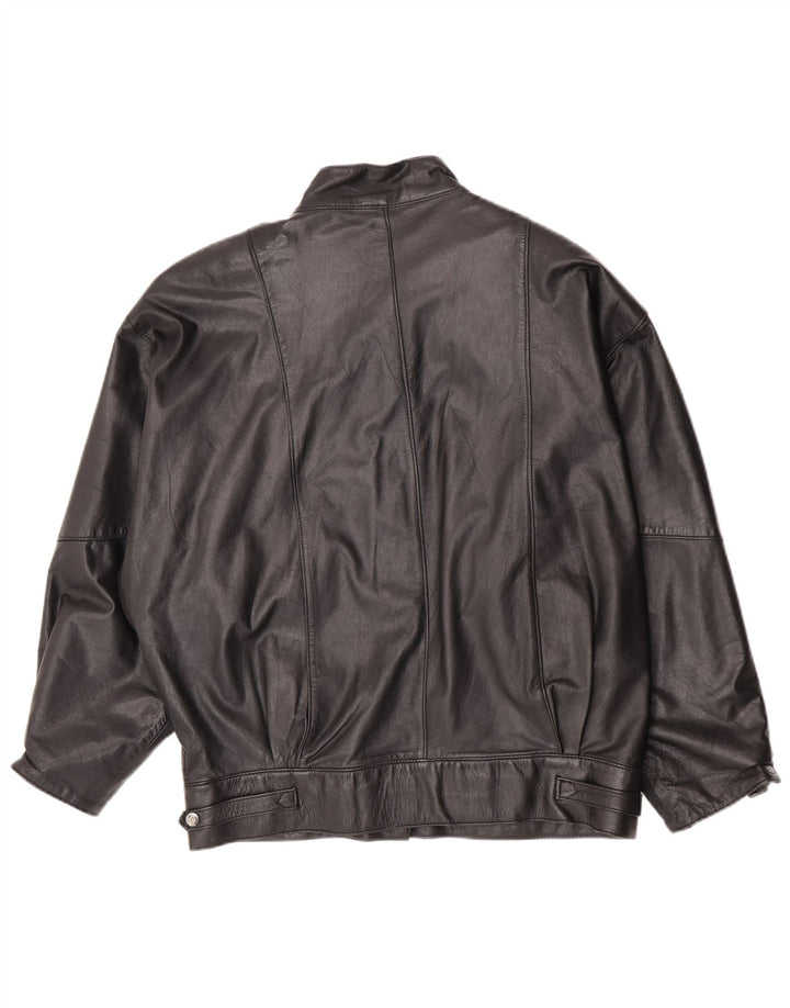 Canda Womens Oversized Leather Jacket EU 40 Medium Black Leather
