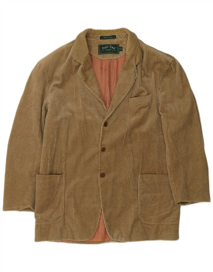 Part Two Mens Corduroy 3 Button Blazer Jacket US 42 XL Beige Cotton