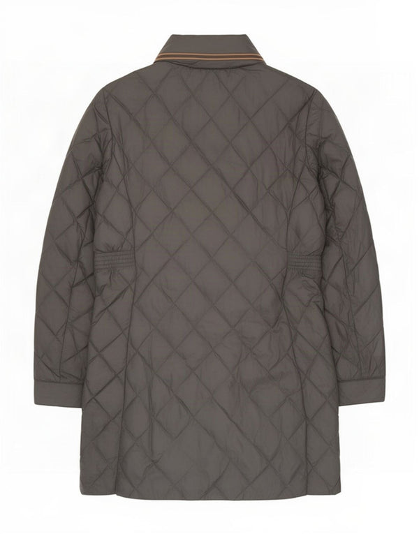 Marks & Spencer Womens Quilted Overcoat UK 12 Medium Grey Polyamide