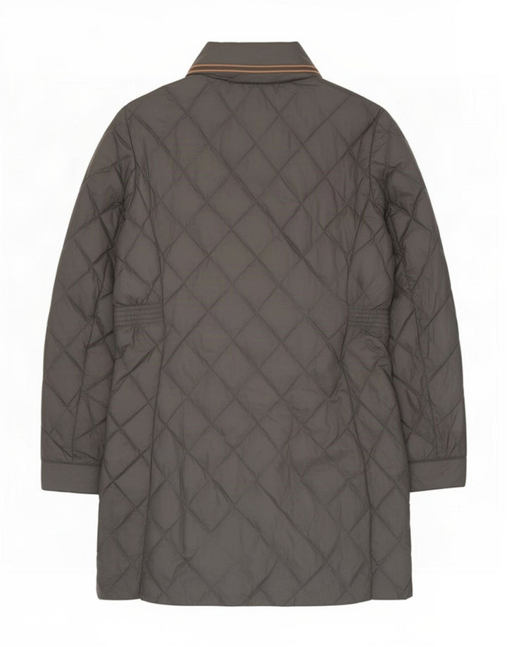 Marks & Spencer Womens Quilted Overcoat UK 12 Medium Grey Polyamide