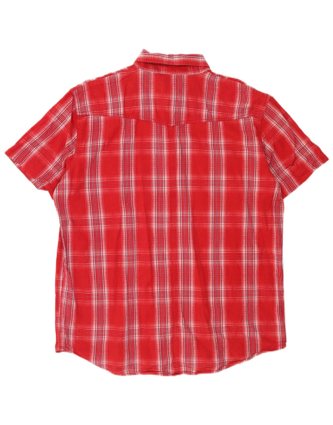 Wrangler Mens Short Sleeve Shirt Large Red Check Cotton