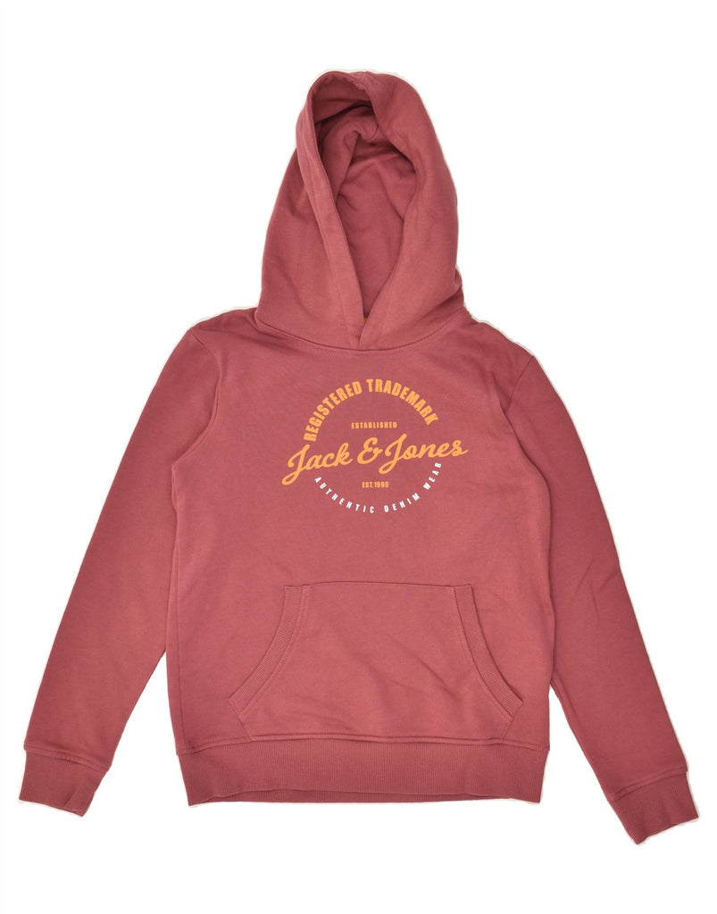 JACK & JONES Boys Graphic Hoodie Jumper 11-12 Years Maroon Cotton | Vintage Jack & Jones | Thrift | Second-Hand Jack & Jones | Used Clothing | Messina Hembry 