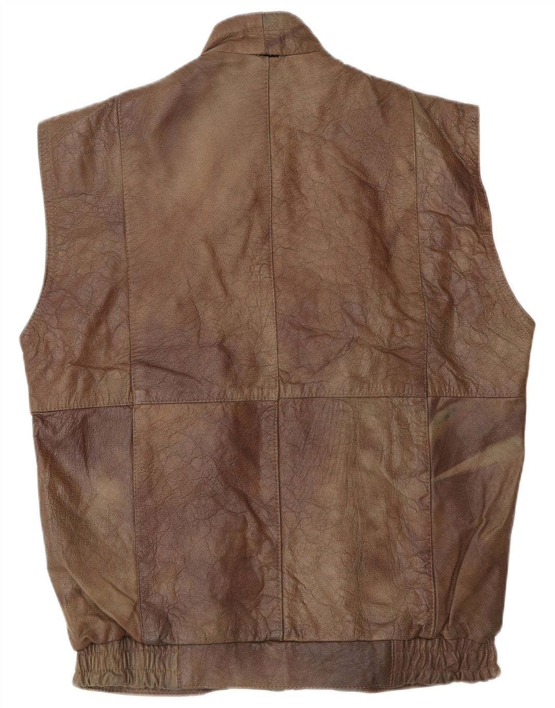 VINTAGE Mens Leather Gilet UK 38 Medium Brown