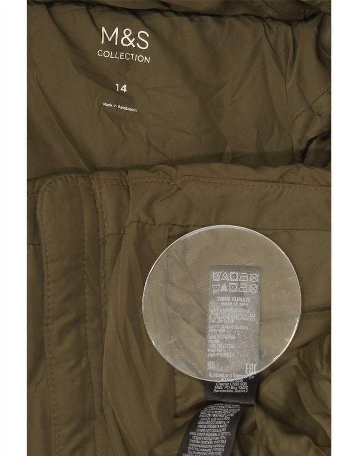 Marks & Spencer Womens Padded Jacket UK 14 Large Khaki Polyester