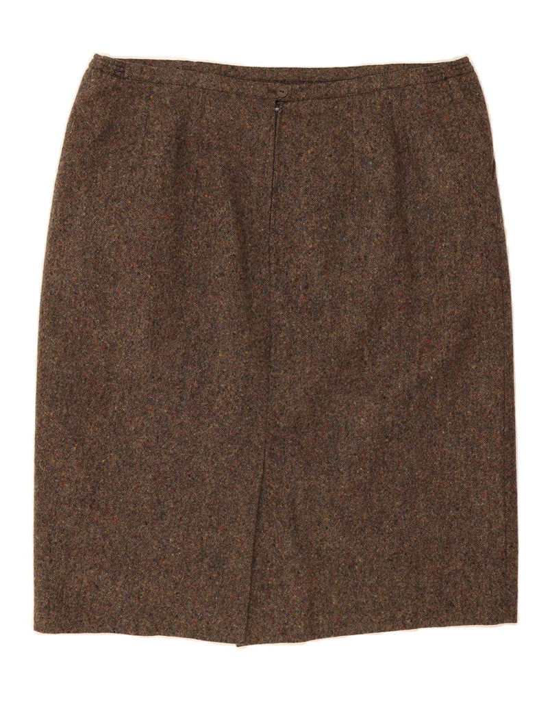 BRENDELLA Womens Pencil Skirt W40 2XL Brown Flecked Wool Vintage Brendella and Second-Hand Brendella from Messina Hembry 