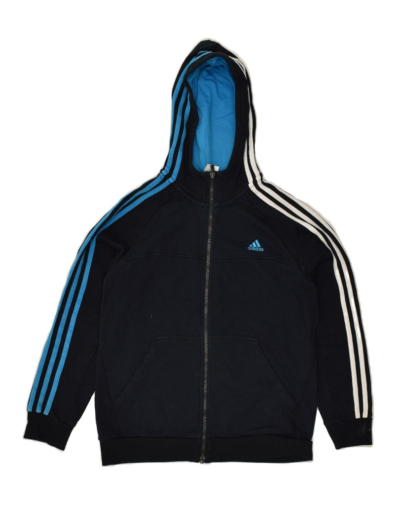 ADIDAS Boys Zip Hoodie Sweater 13-14 Years Large Navy Blue Cotton | Vintage Adidas | Thrift | Second-Hand Adidas | Used Clothing | Messina Hembry 
