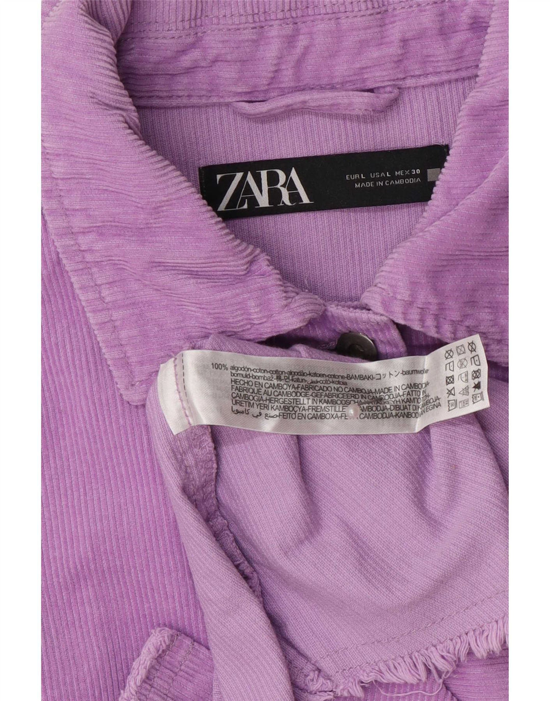 Zara Womens Oversized Corduroy Jacket UK 16 Large Purple Cotton