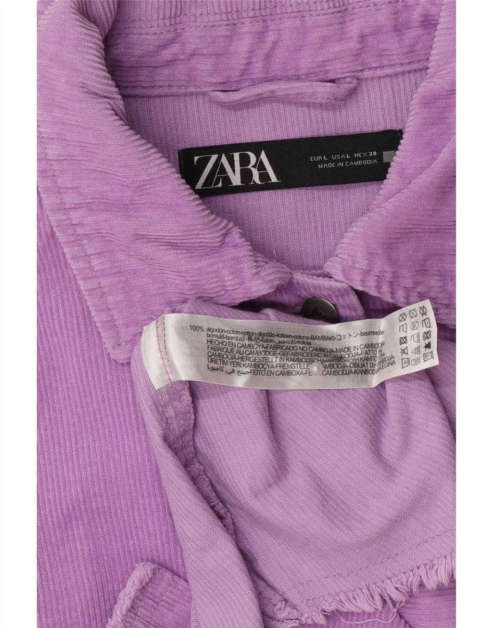 Zara Womens Oversized Corduroy Jacket UK 16 Large Purple Cotton