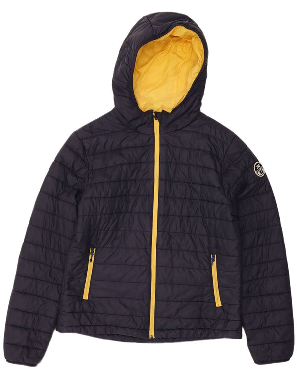 North Sails Mens Hooded Padded Jacket UK 38 Medium Navy Blue Polyamide