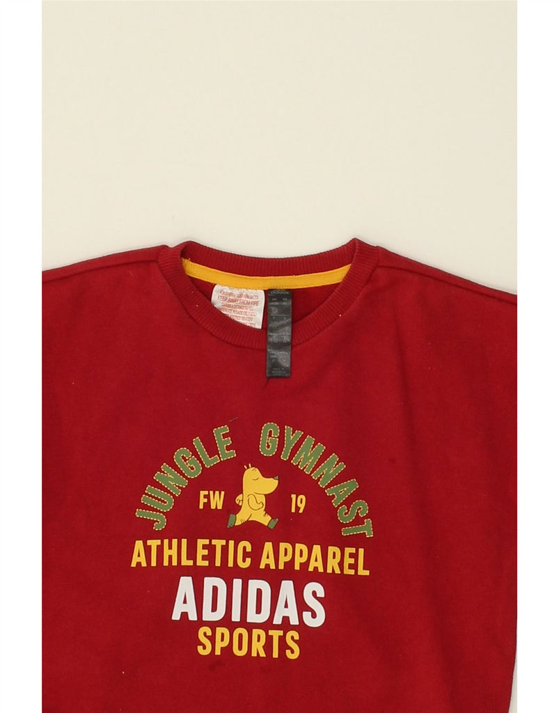 ADIDAS Boys Graphic Sweatshirt Jumper 2-3 Years Red Colourblock Cotton | Vintage Adidas | Thrift | Second-Hand Adidas | Used Clothing | Messina Hembry 