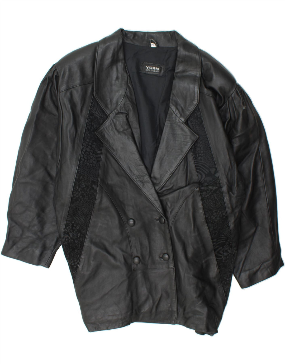 YORN Womens Leather Coat IT 42 Medium Black Leather Vintage Yorn and Second-Hand Yorn from Messina Hembry 