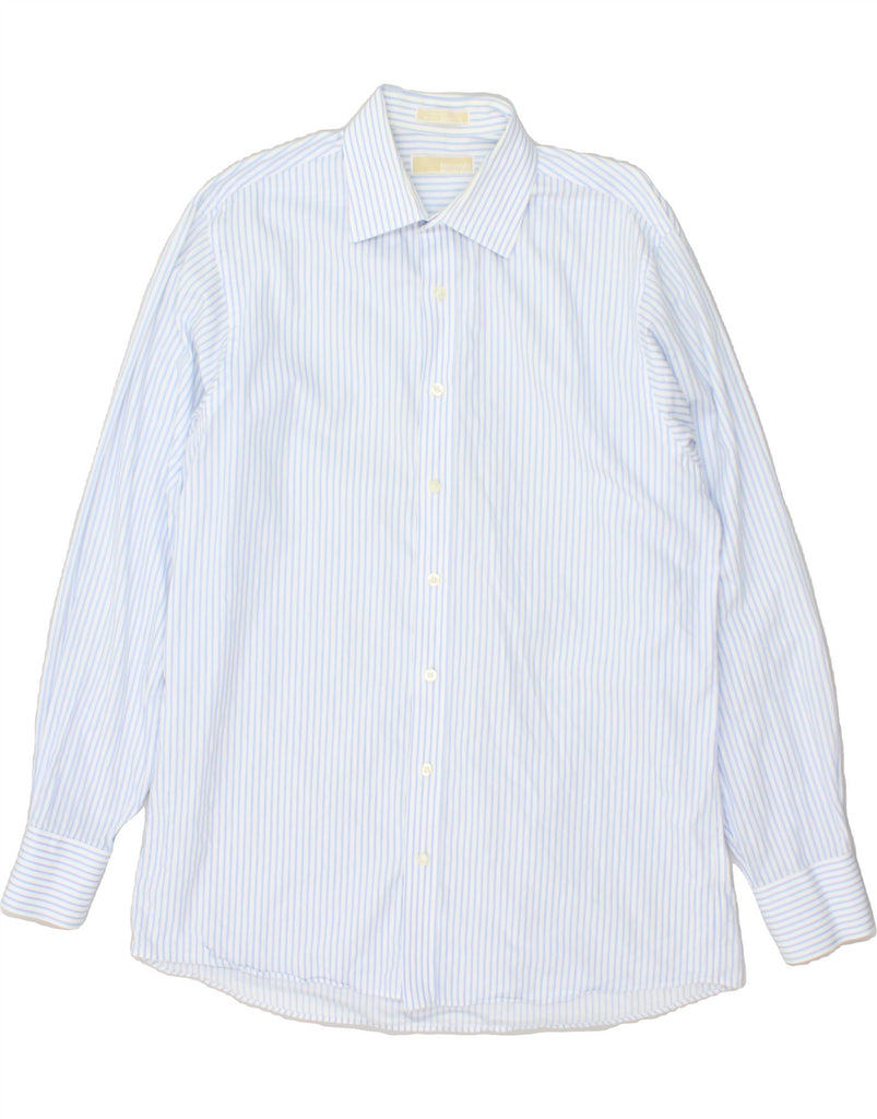 MICHAEL KORS Mens Shirt Size 16 Large Blue Striped Cotton | Vintage Michael Kors | Thrift | Second-Hand Michael Kors | Used Clothing | Messina Hembry 