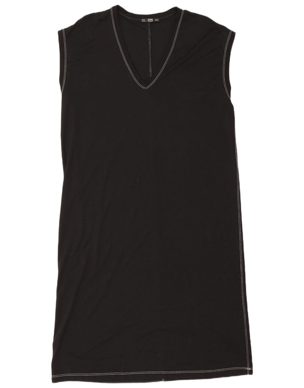 Zara Womens Sleeveless Oversized T-Shirt Dress UK 10 Small Black