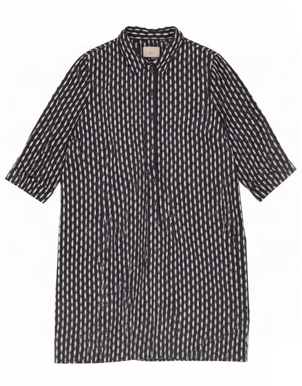 Phase Eight Womens 3/4 Sleeve Shirt Dress UK 16 Large Black Ikat Polyester