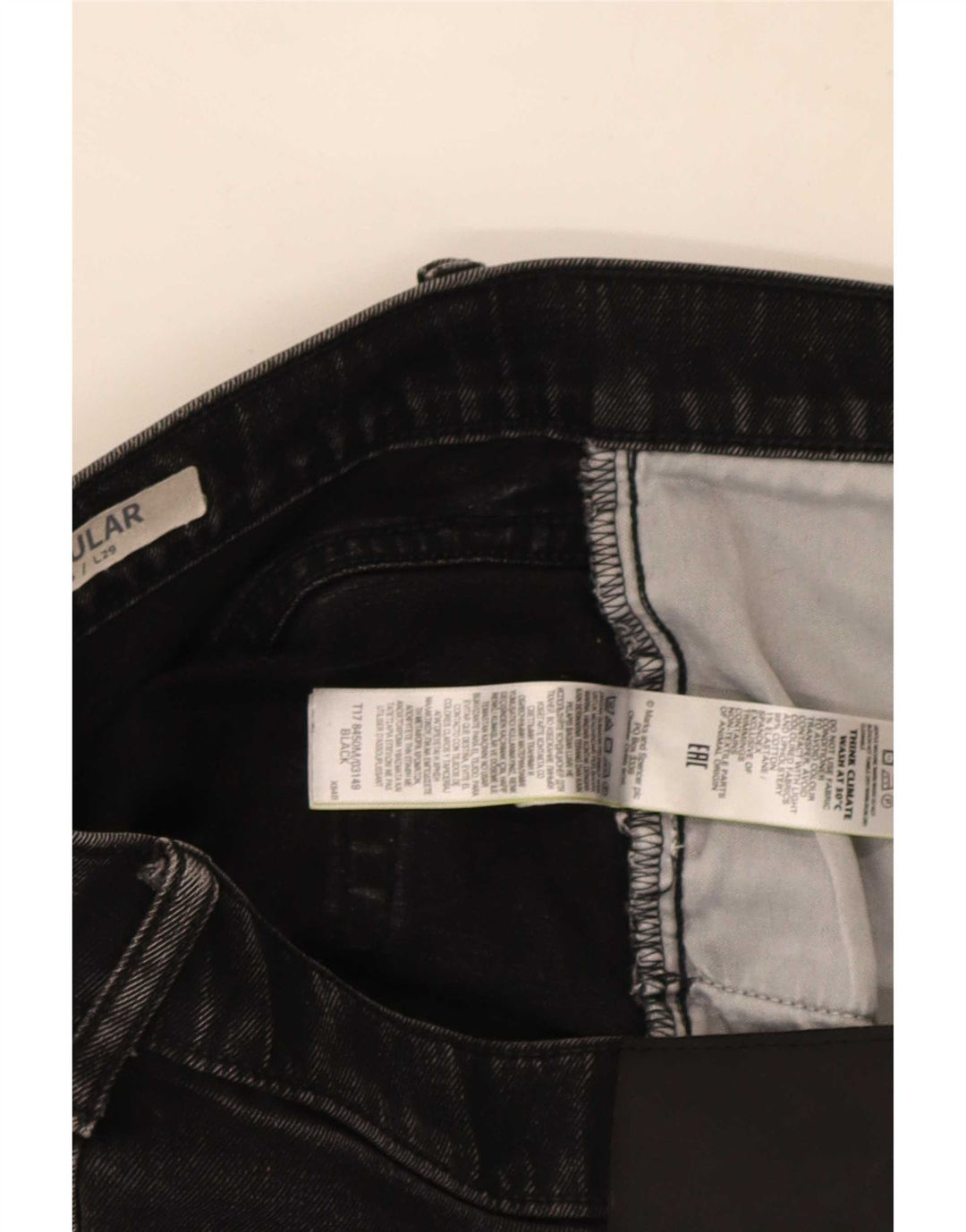 Marks & Spencer Mens Straight Jeans W36 L27 Black Cotton