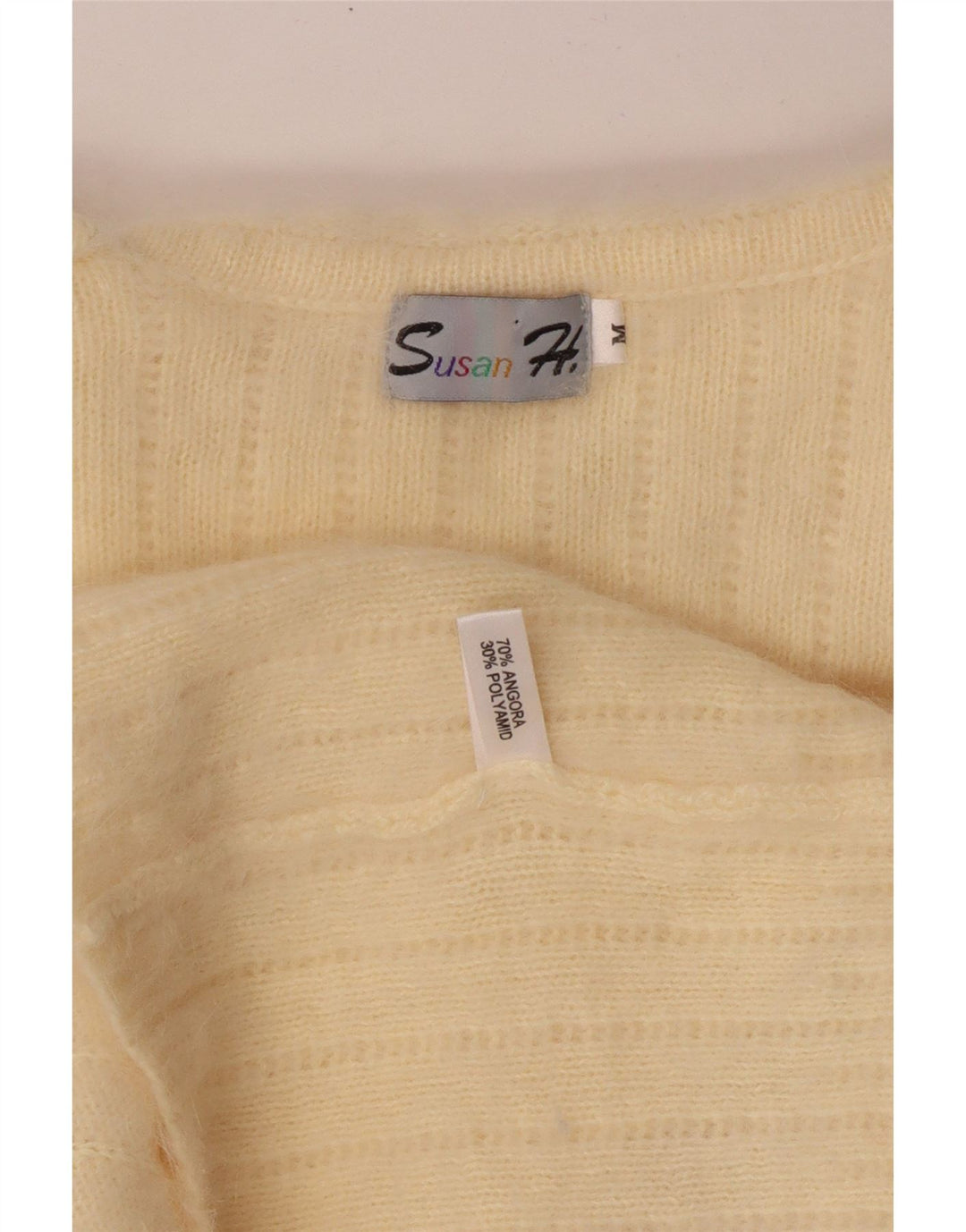 Vintage Womens Longline Roll Neck Jumper Sweater UK 14 Medium Yellow Angora