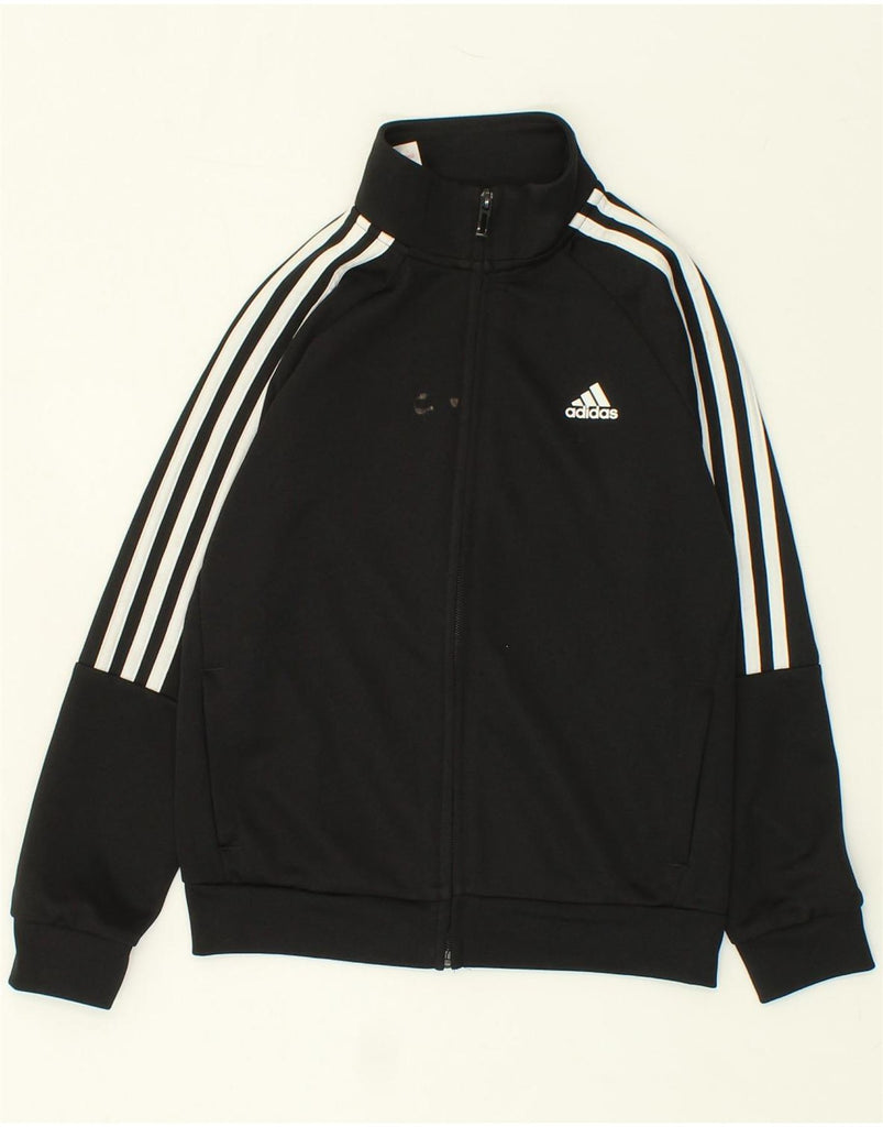 ADIDAS Boys Graphic Tracksuit Top Jacket 8-9 Years Black Polyester | Vintage Adidas | Thrift | Second-Hand Adidas | Used Clothing | Messina Hembry 