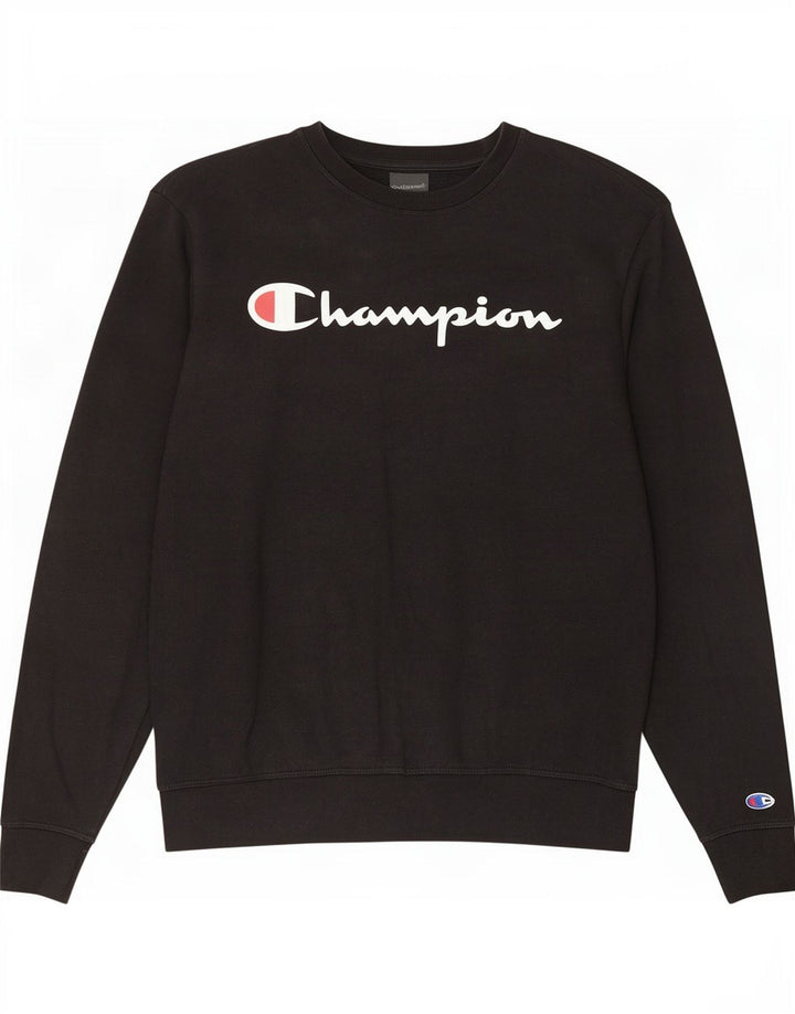 Champion Mens Graphic Sweatshirt Jumper Medium Black Cotton