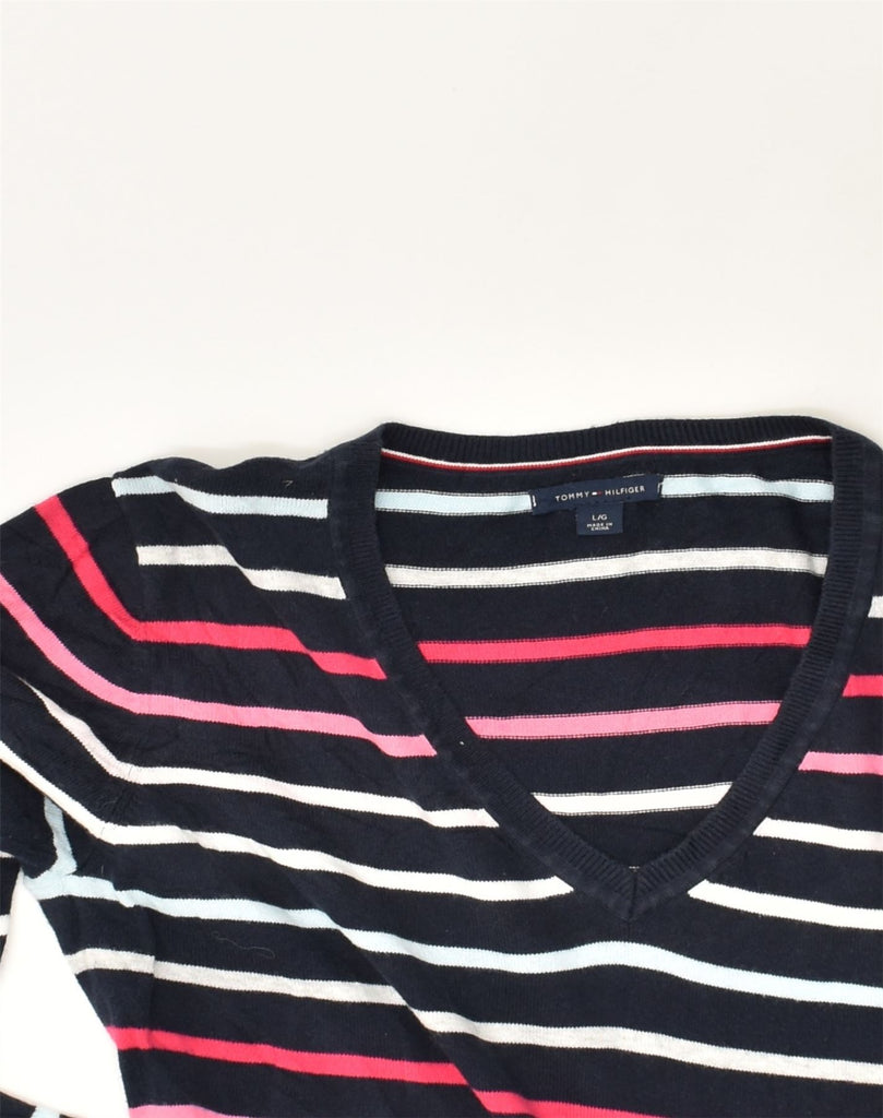 TOMMY HILFIGER Womens V-Neck Jumper Sweater UK 14 Large Multicoloured | Vintage Tommy Hilfiger | Thrift | Second-Hand Tommy Hilfiger | Used Clothing | Messina Hembry 