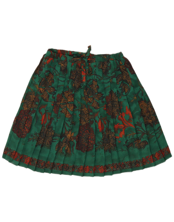 VINTAGE Womens Pleated Skirt W34 Large Green Floral