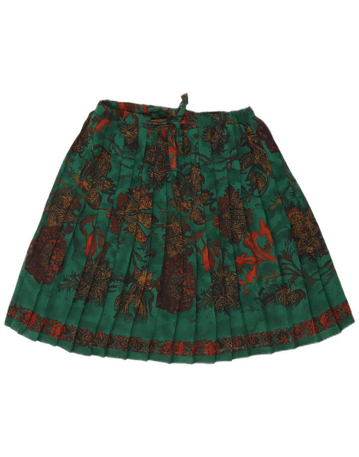 VINTAGE Womens Pleated Skirt W34 Large Green Floral