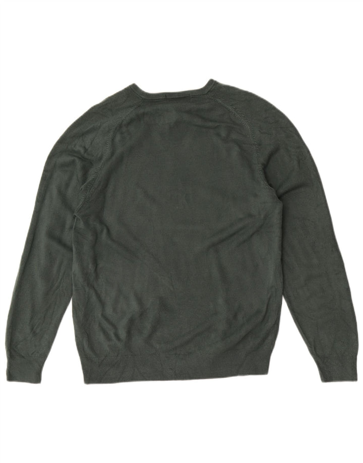 MARKS & SPENCER Mens V-Neck Jumper Sweater UK 38/40 Medium Green