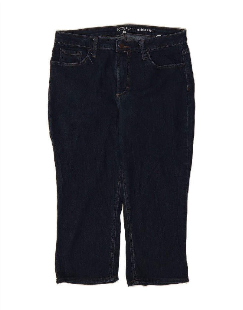 LEE Womens Riders Mid Rise Capri Jeans US 12 Large W34 L20 Navy Blue Vintage Lee and Second-Hand Lee from Messina Hembry 