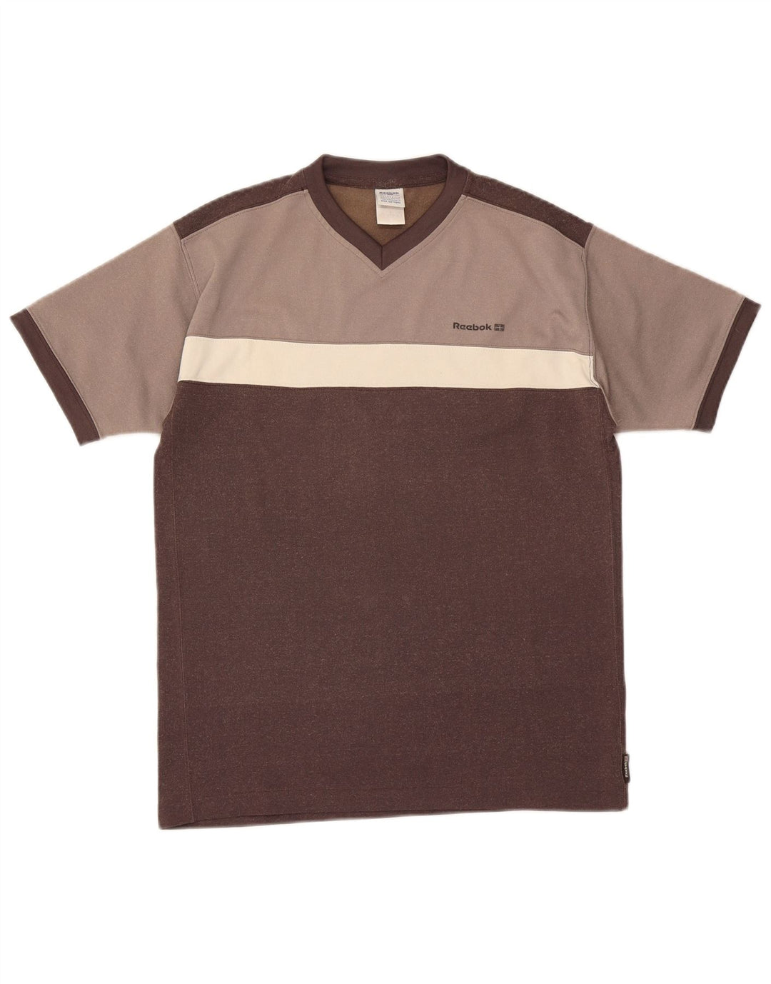 Reebok Mens T-Shirt Top Small Brown Colourblock