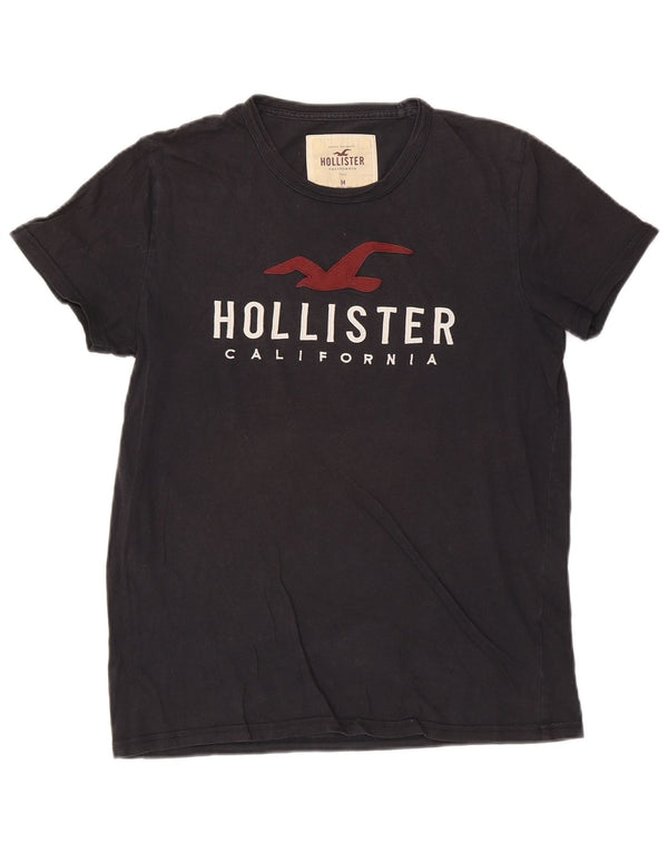 Hollister Mens Graphic T-Shirt Top Medium Navy Blue Cotton