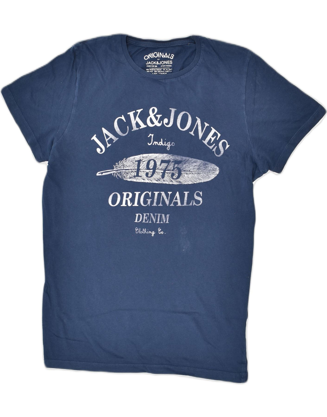 JACK & JONES Mens Graphic T-Shirt Top Small Navy Blue Cotton | Vintage | Thrift | Second-Hand | Used Clothing | Messina Hembry 