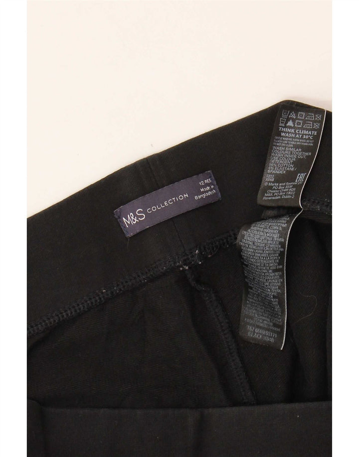 Marks & Spencer Womens Leggings UK 12 Medium Black Cotton