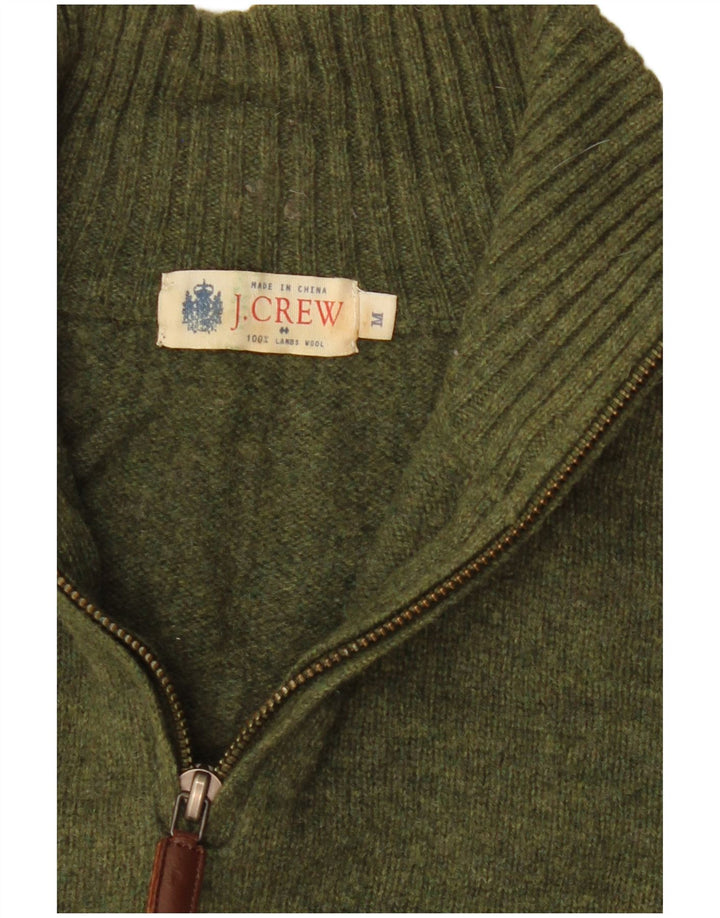 J. Crew Mens Zip Neck Jumper Sweater Medium Green Wool